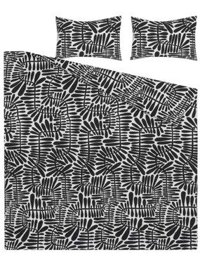 Duvet Comforter Cover set IKEA MAJSMOTT Graphic Leaf Pattern black white